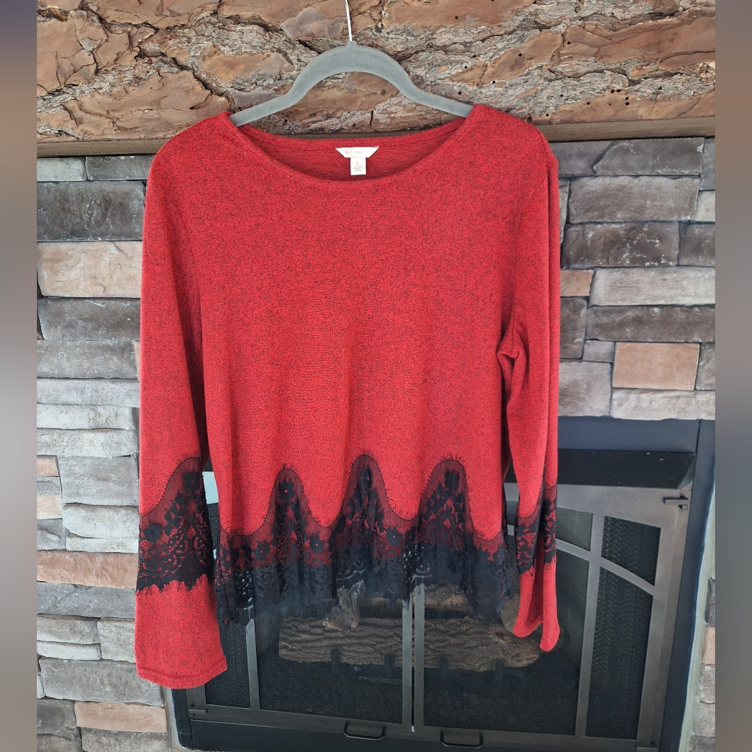 Ls Lace Trim Top